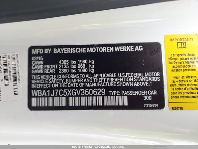 WBA1J7C5XGV360629 BMW M235I