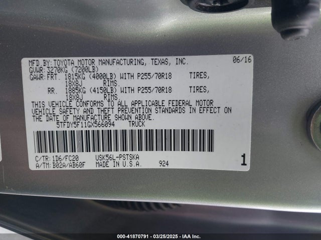 5TFDY5F11GX566094 Toyota Tundra Sr5 5.7l V8