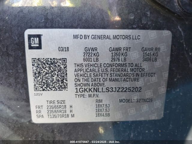 1GKKNLLS3JZ225202 GMC Acadia Sle-2