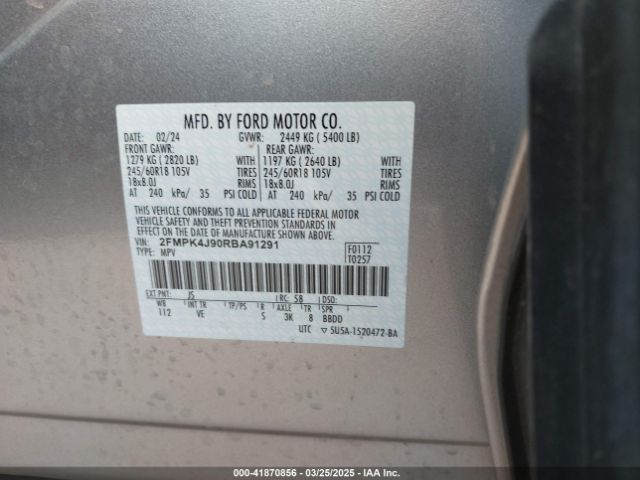 2FMPK4J90RBA91291 Ford EDGE SEL
