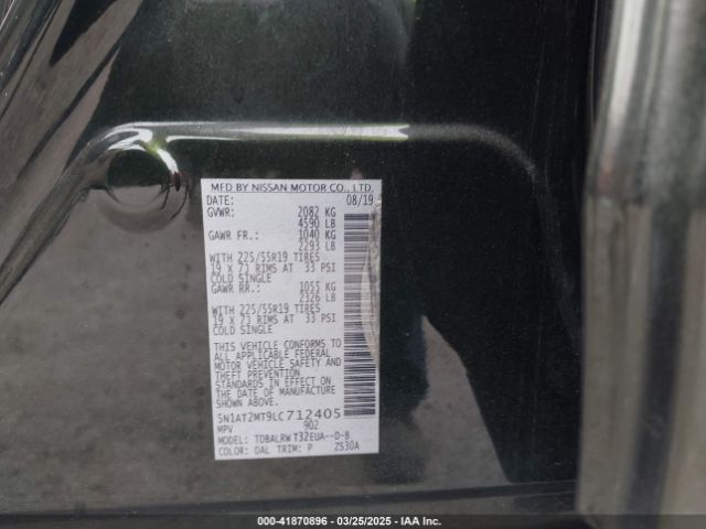 5N1AT2MT9LC712405 Nissan Rogue Sl Fwd