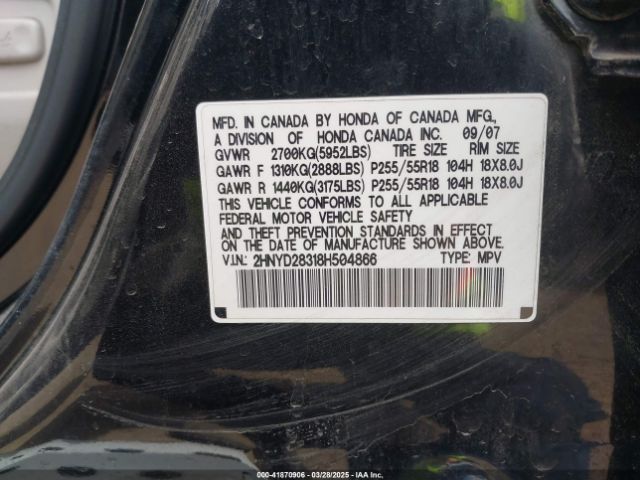 2008 ACURA MDX 2HNYD28318H504866 Photo 8