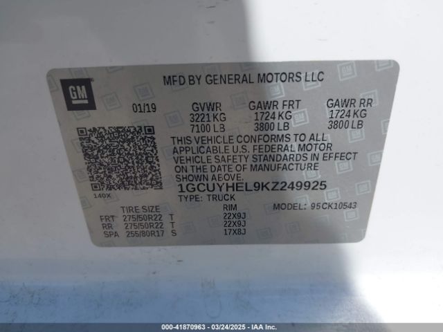 1GCUYHEL9KZ249925 Chevrolet Silverado 1500 High Country