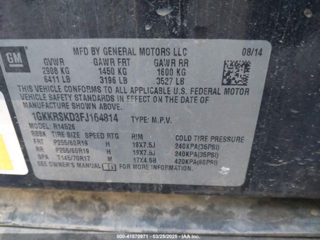 1GKKRSKD3FJ164814 GMC Acadia Slt-2