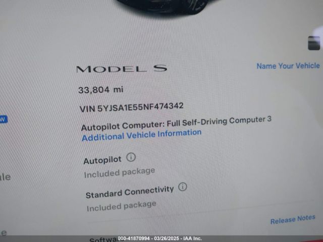 5YJSA1E55NF474342 Tesla Model S Dual Motor All-wheel Drive