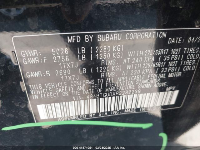 2024 SUBARU OUTBACK 4S4BTGUDXR3282239 Photo 8