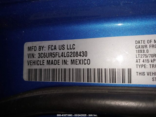 2020 RAM 2500 3C6UR5FL4LG208430 Photo 8