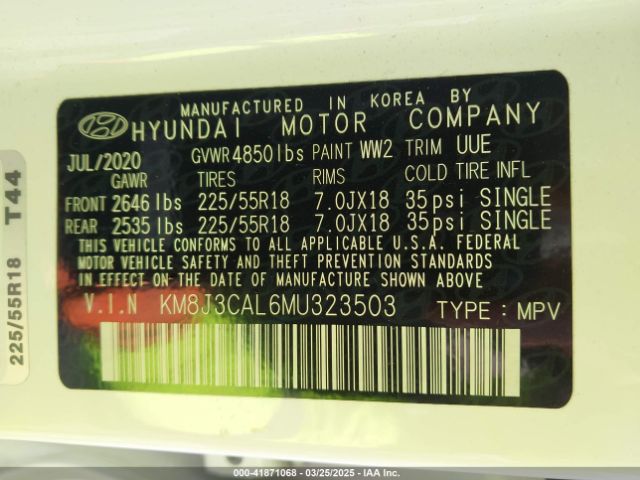 2021 HYUNDAI TUCSON KM8J3CAL6MU323503 Photo 8