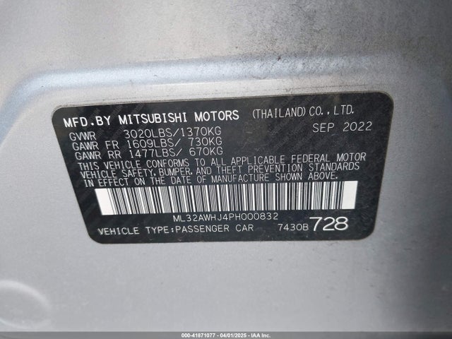 ML32AWHJ4PH000832 Mitsubishi Mirage Black Edition/ralliart/se