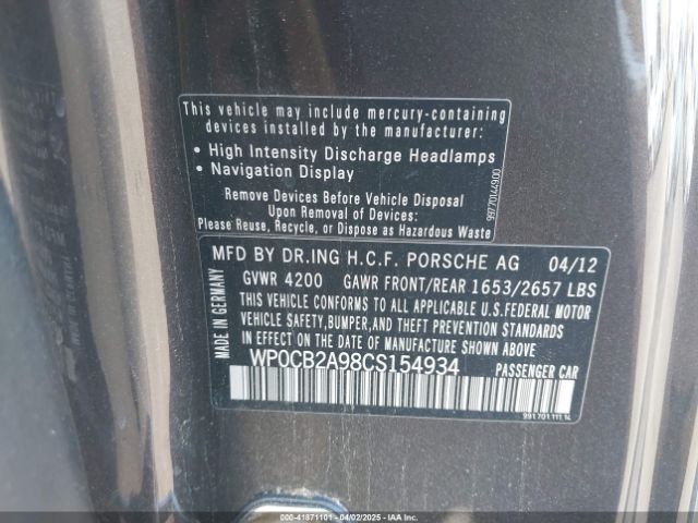 2012 PORSCHE 911 WP0CB2A98CS154934 Photo 8