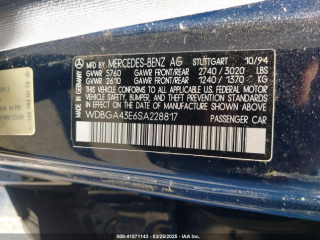 1995 MERCEDES-BENZ S WDBGA43E6SA228817 Photo 8