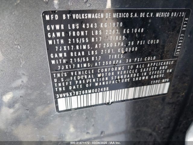 3VV5X7B26RM002498 Volkswagen Taos 1.5t S