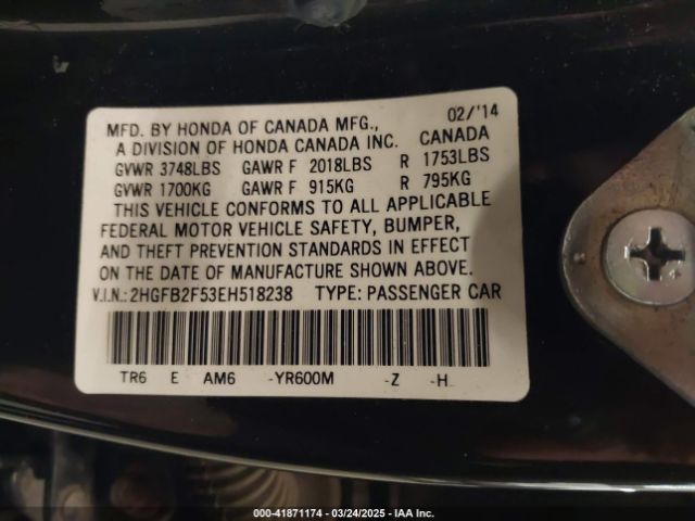 2HGFB2F53EH518238 Honda Civic Lx