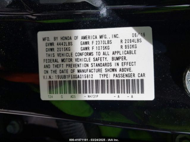 19UUB1F5XGA015812 Acura TLX TECH