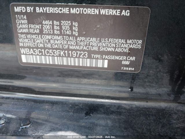 WBA3C1C53FK119723 BMW 328I