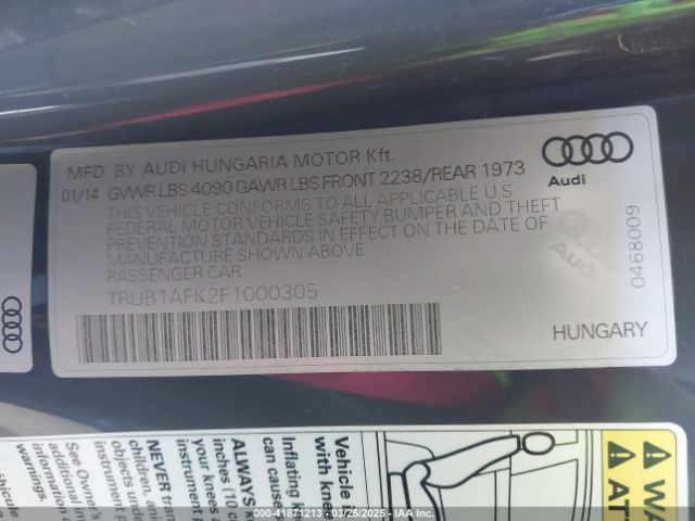 2015 AUDI TTS TRUB1AFK2F1000305 Photo 8