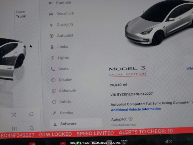 5YJ3E1EC4NF342227 Tesla Model 3 Performance Dual Motor All-wheel Drive