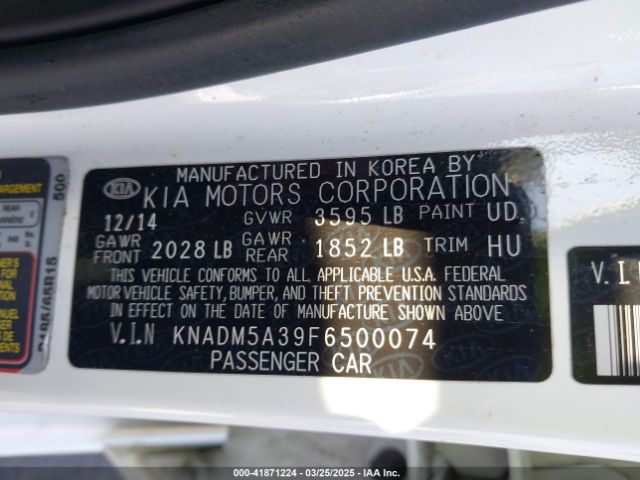 KNADM5A39F6500074 KIA RIO LX