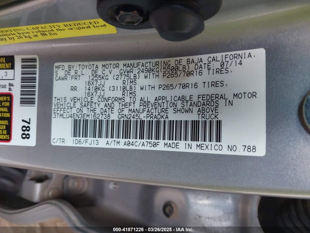 3TMLU4EN3EM162738 Toyota Tacoma Base V6