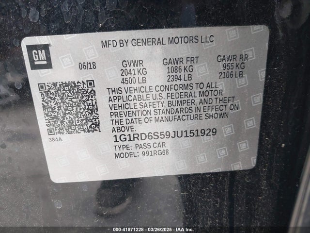 1G1RD6S59JU151929 Chevrolet Volt Premier