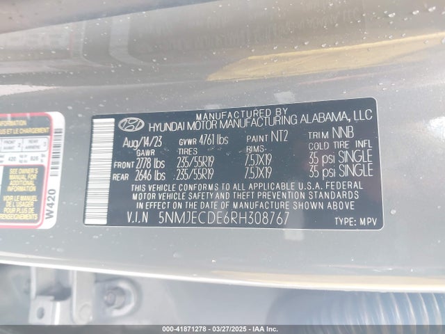 Hyundai Tucson Limited 2024 5NMJECDE6RH308767 Image 9