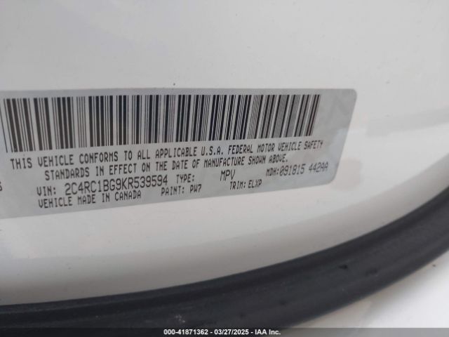 2019 CHRYSLER PACIFICA 2C4RC1BG9KR539594 Photo 8