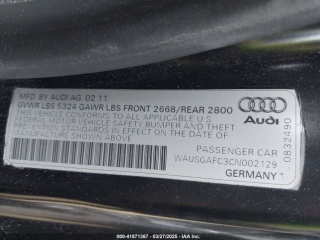 2012 AUDI A7 WAUSGAFC3CN002129 Photo 8