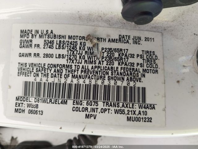 2011 MITSUBISHI ENDEAVOR 4A4JN2AS4BE030702 Photo 8