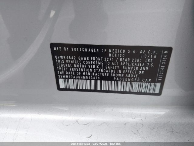 3VWH17AU6HM513429 Volkswagen Golf Alltrack Tsi S/tsi Se/tsi Sel