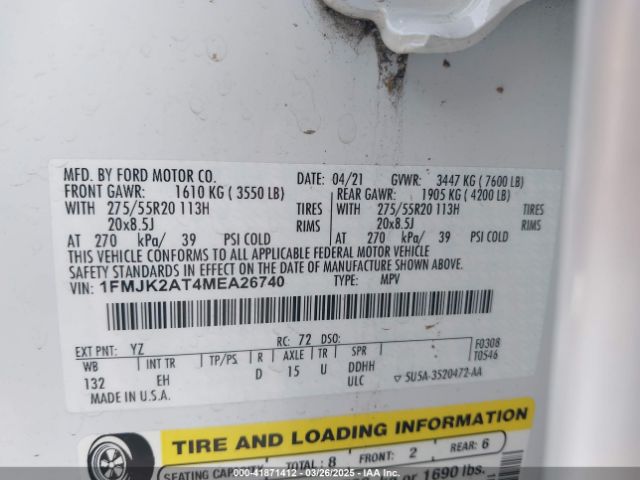 1FMJK2AT4MEA26740 Ford Expedition Limited Max