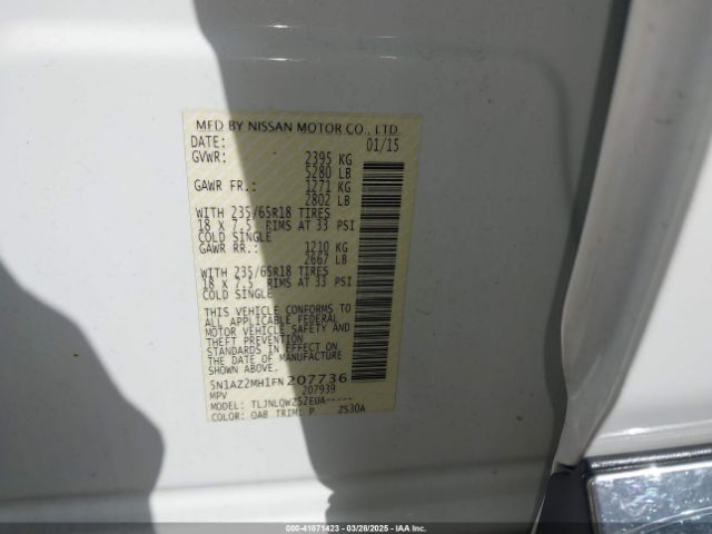 5N1AZ2MH1FN207736 Nissan MURANO SV