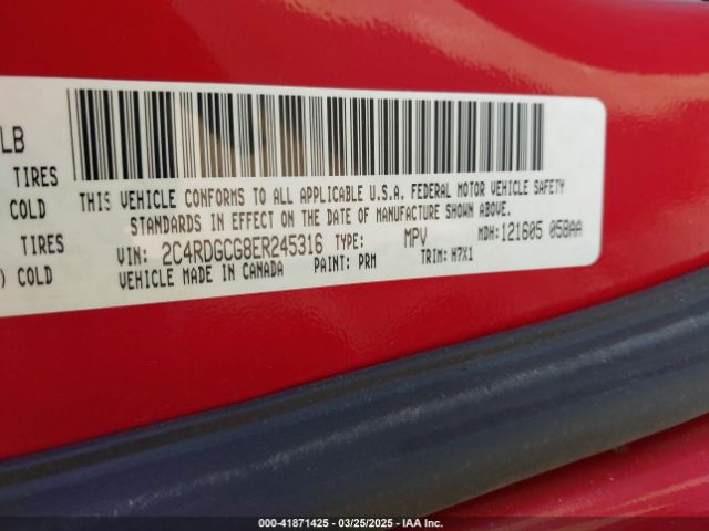 2C4RDGCG8ER245316 Dodge Grand Caravan Sxt