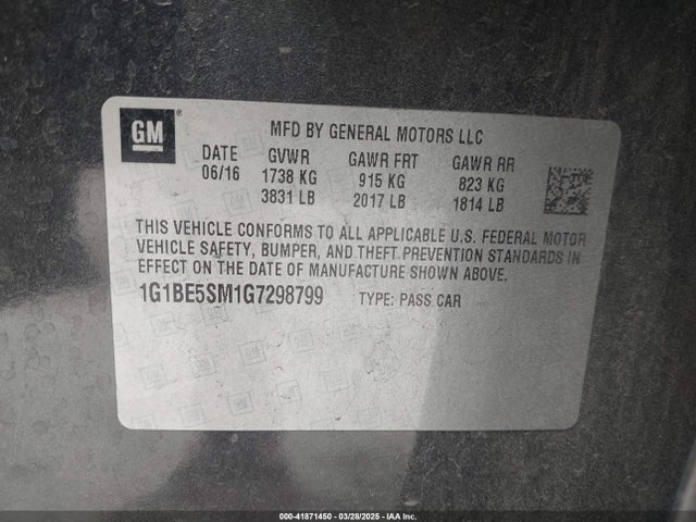 1G1BE5SM1G7298799 Chevrolet Cruze Lt Auto