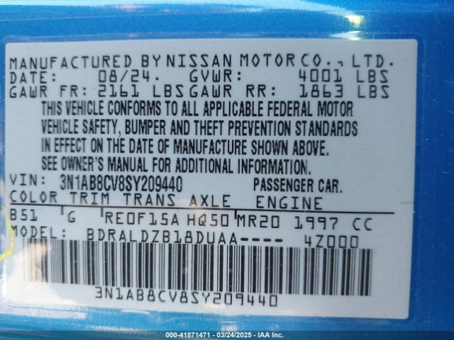 3N1AB8CV8SY209440 Nissan SENTRA SV