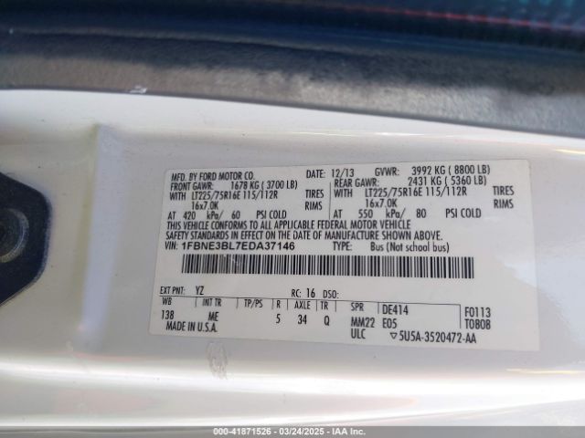 1FBNE3BL7EDA37146 Ford E-350 Super Duty Xlt