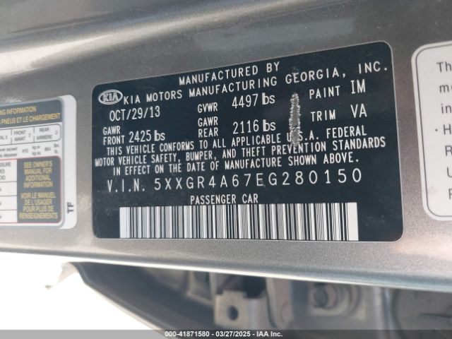 5XXGR4A67EG280150 KIA Optima Sxl Turbo