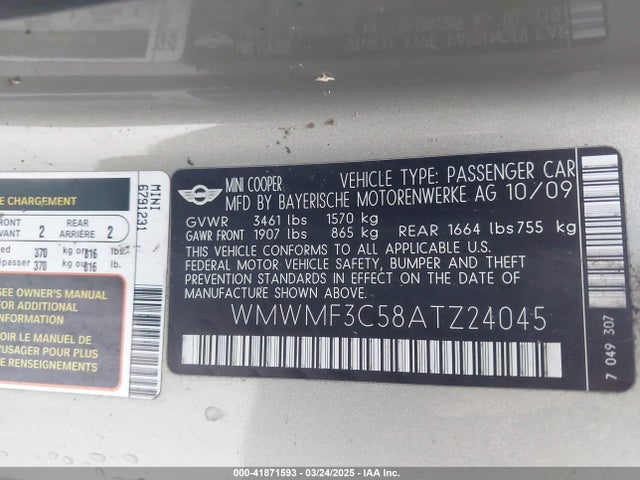 2010 MINI COOPER WMWMF3C58ATZ24045 Photo 8