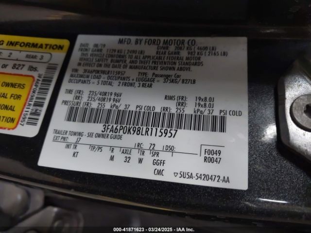 3FA6P0K98LR115957 Ford Fusion Titanium