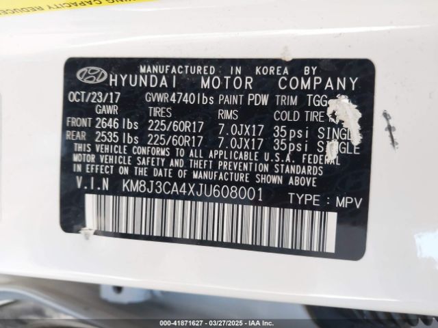 KM8J3CA4XJU608001 Hyundai TUCSON SEL