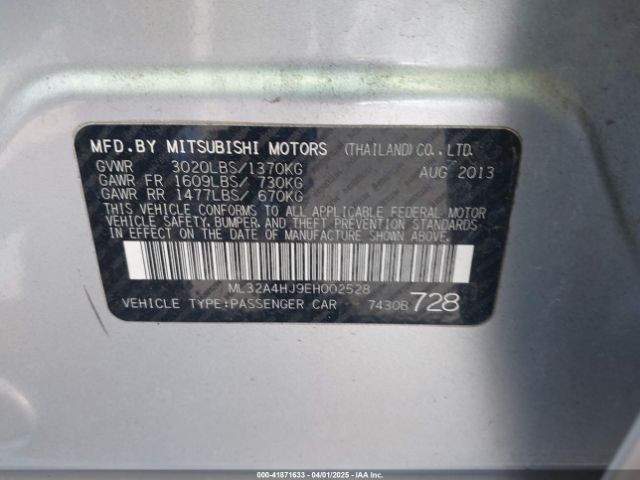 ML32A4HJ9EH002528 Mitsubishi MIRAGE ES