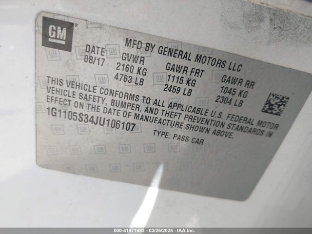 1G1105S34JU106107 Chevrolet IMPALA 1LT