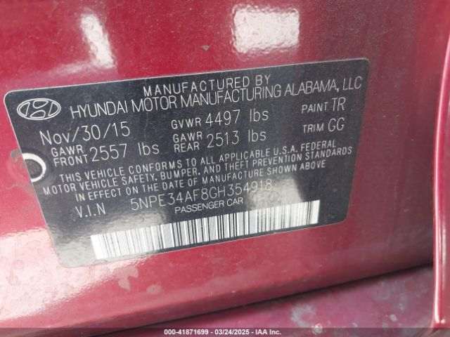 5NPE34AF8GH354918 Hyundai Sonata Sport
