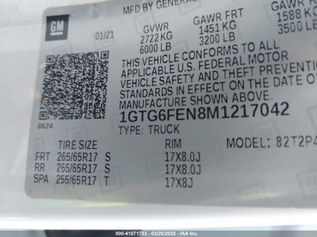 1GTG6FEN8M1217042 GMC Canyon 4wd  Short Box At4 - Leather