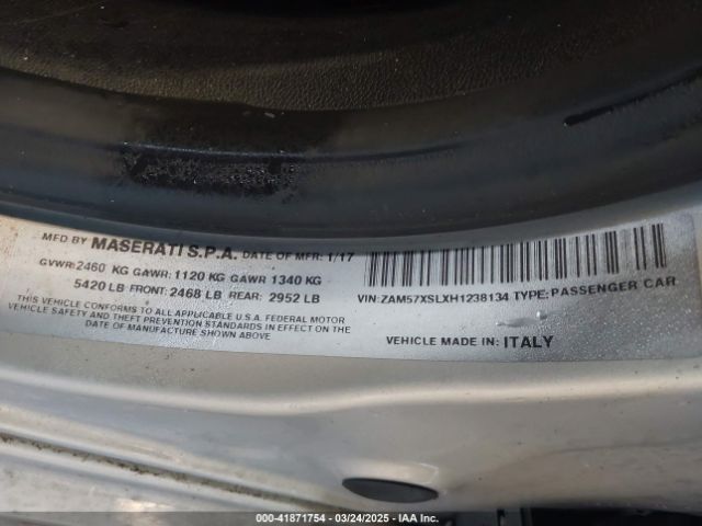 ZAM57XSLXH1238134 Maserati Ghibli