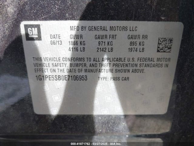 1G1PE5SB0E7106953 Chevrolet Cruze 2lt Auto