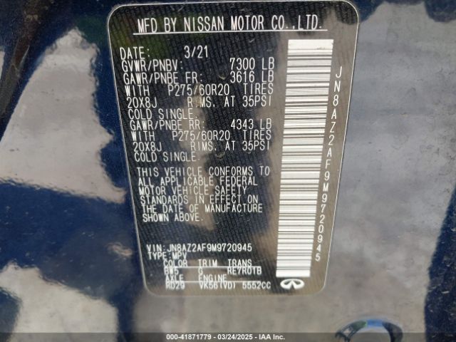 JN8AZ2AF9M9720945 Infiniti QX80 LUXE