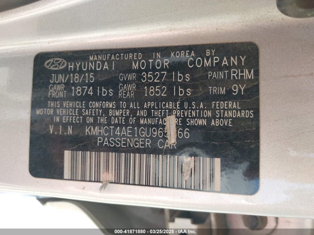 KMHCT4AE1GU965566 Hyundai ACCENT SE