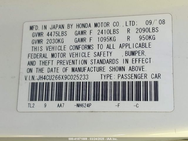 2009 ACURA TSX JH4CU266X9C025233 Photo 8