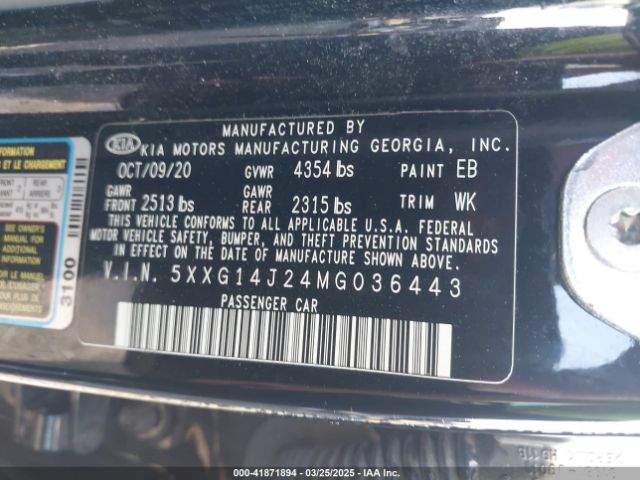 5XXG14J24MG036443 KIA K5 LXS