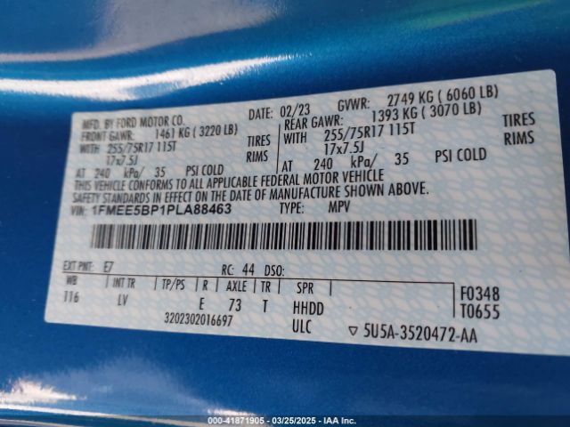 1FMEE5BP1PLA88463 Ford Bronco Big Bend
